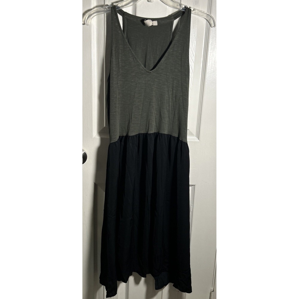 Anthropologie Dolan Green/Black Midi Dress Small Satin Bottom Stretch‎ Top